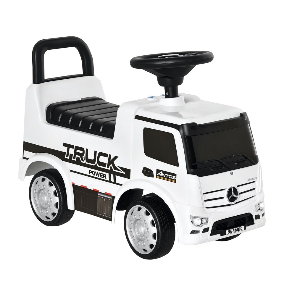 image 1 of HOMCOM 3-in-1 Ride On Car Kids Mercedes Truck Storage for 12 - 36 Months White