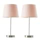 image 3 of ValueLights Modern Pair Of Satin Silver Table Lamps With Pink Shades | Pink