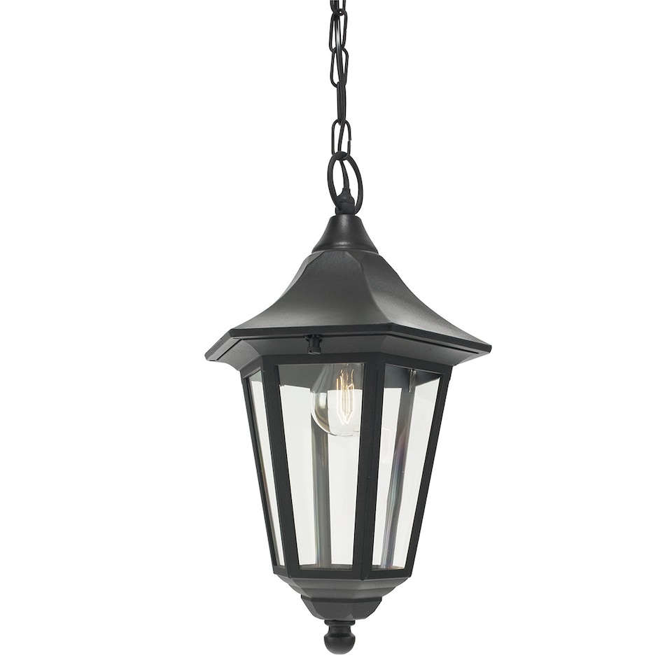 Valencia 1 Light Outdoor Ceiling Chain Lantern Black IP54, E27