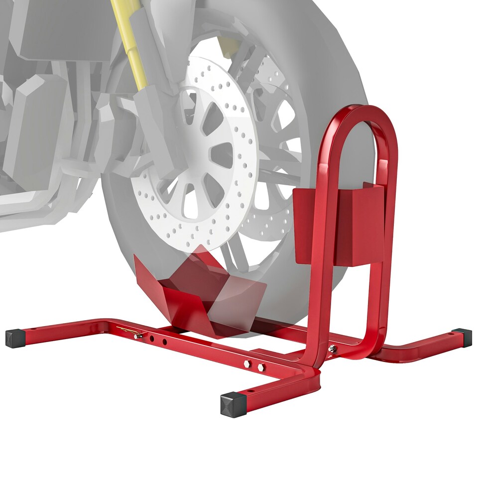 image 1 of HOMCOM Adjustable Motorcycle Wheel Chock Motorbike Holder with Metal Frame Red