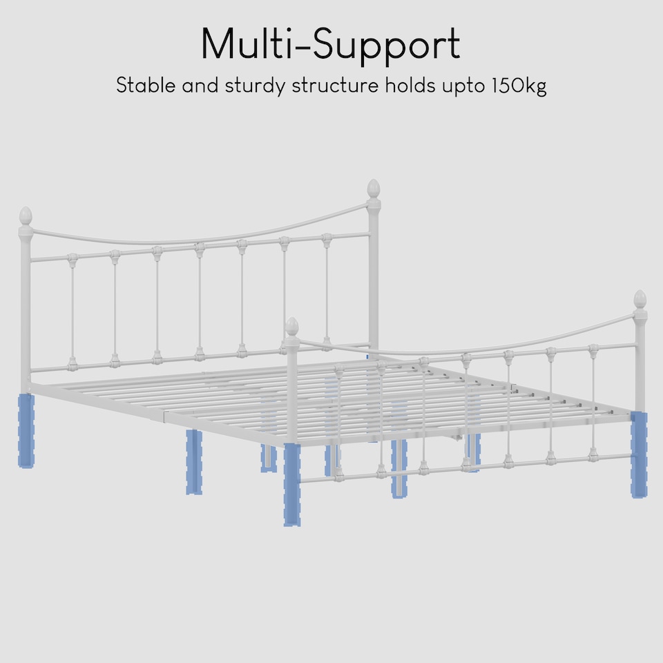 image 1 of Vida Designs Paris 5ft King Size Metal Frame Finials, White, 150 x 200cm