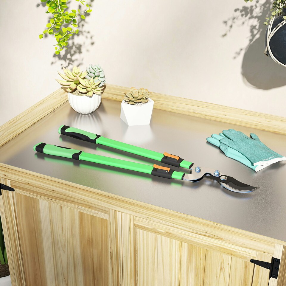 image 1 of Outsunny Telescopic Bypass Loppers, 64.5-90 cm Extendable Garden Loppers
