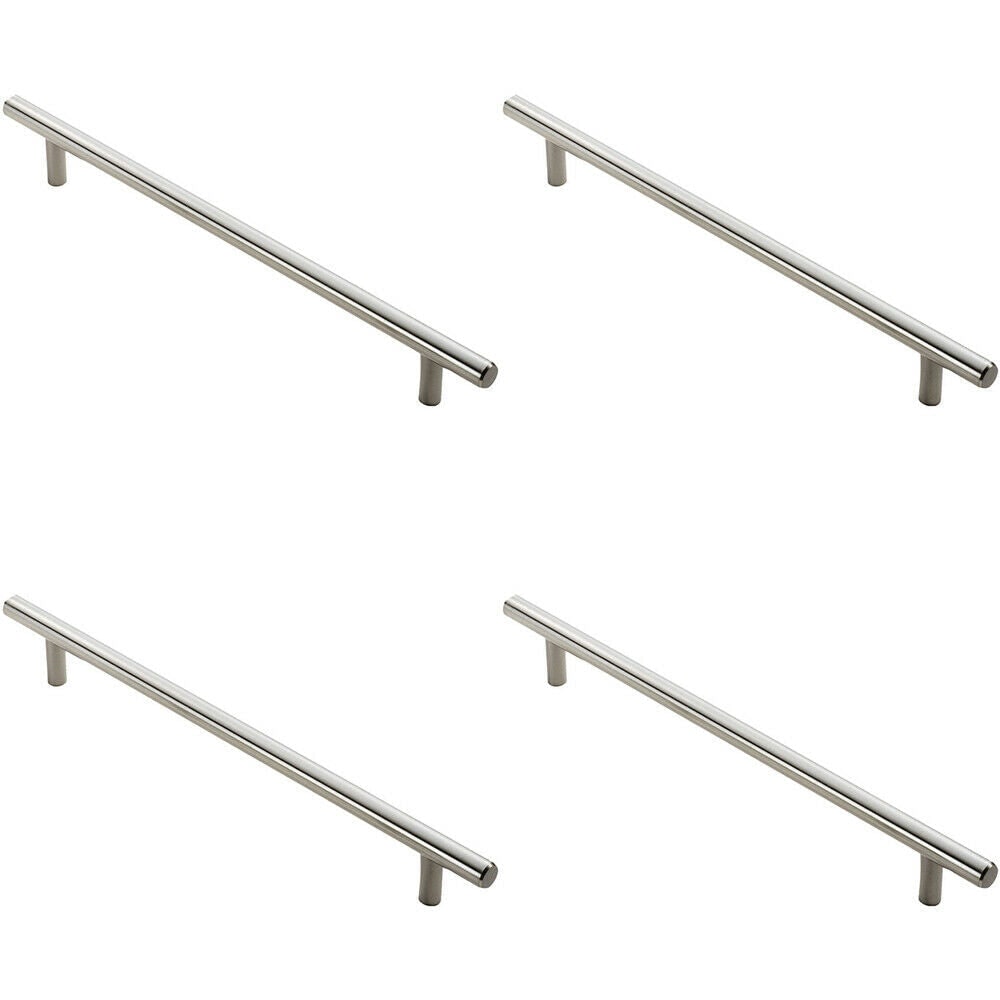 Loops 4x Round T Bar Cabinet Pull Handle 828 x 12mm 768mm Fixing Centres Satin Nickel in Metallics