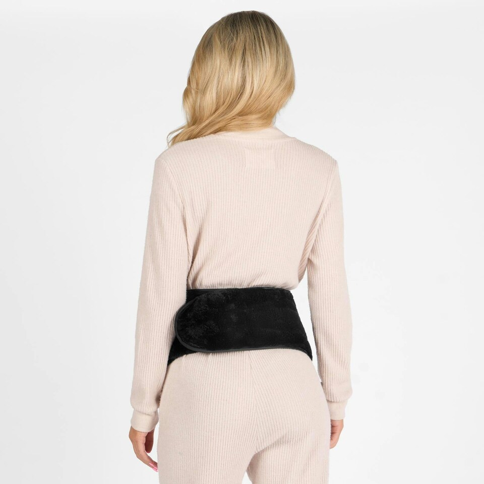 image 1 of OHS 1L Extra Long Hot Water Bottle & Soft Winter Warm Faux Fur Cover Body Wrap - Black