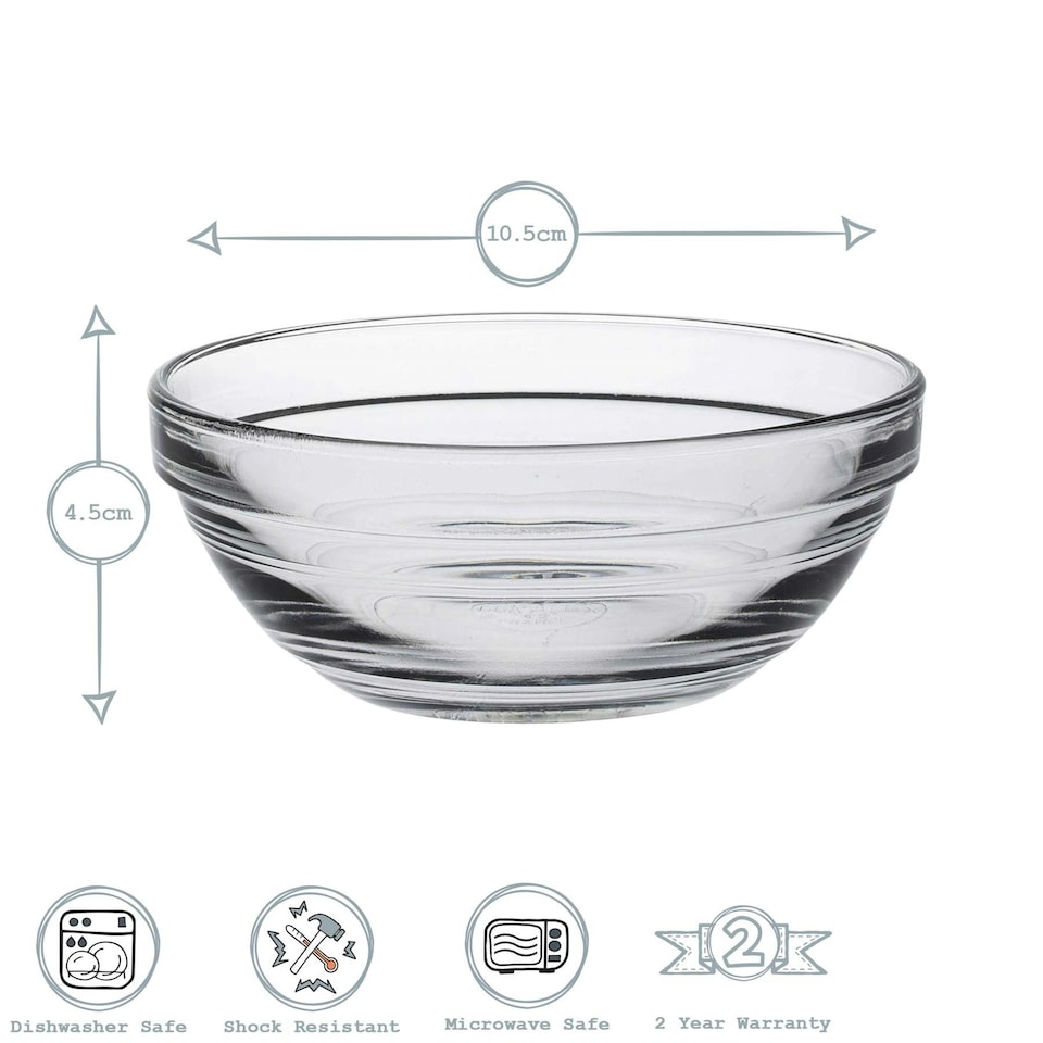 image 1 of Duralex Lys Stacking Glass Cooking / Ingredients / Food Bowl - 10.5cm Clear