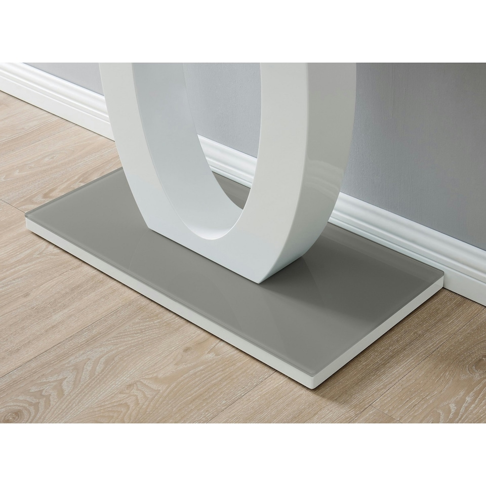 image 1 of Furniturebox Giovani Modern Grey White Halo High Gloss Glass Console Table