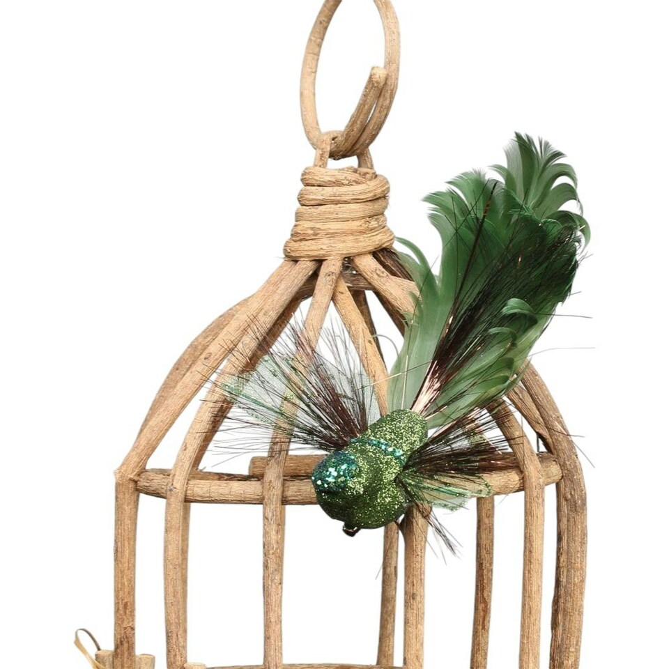 image 1 of Decorative Green Fantasy Bird With Clip - 15cm