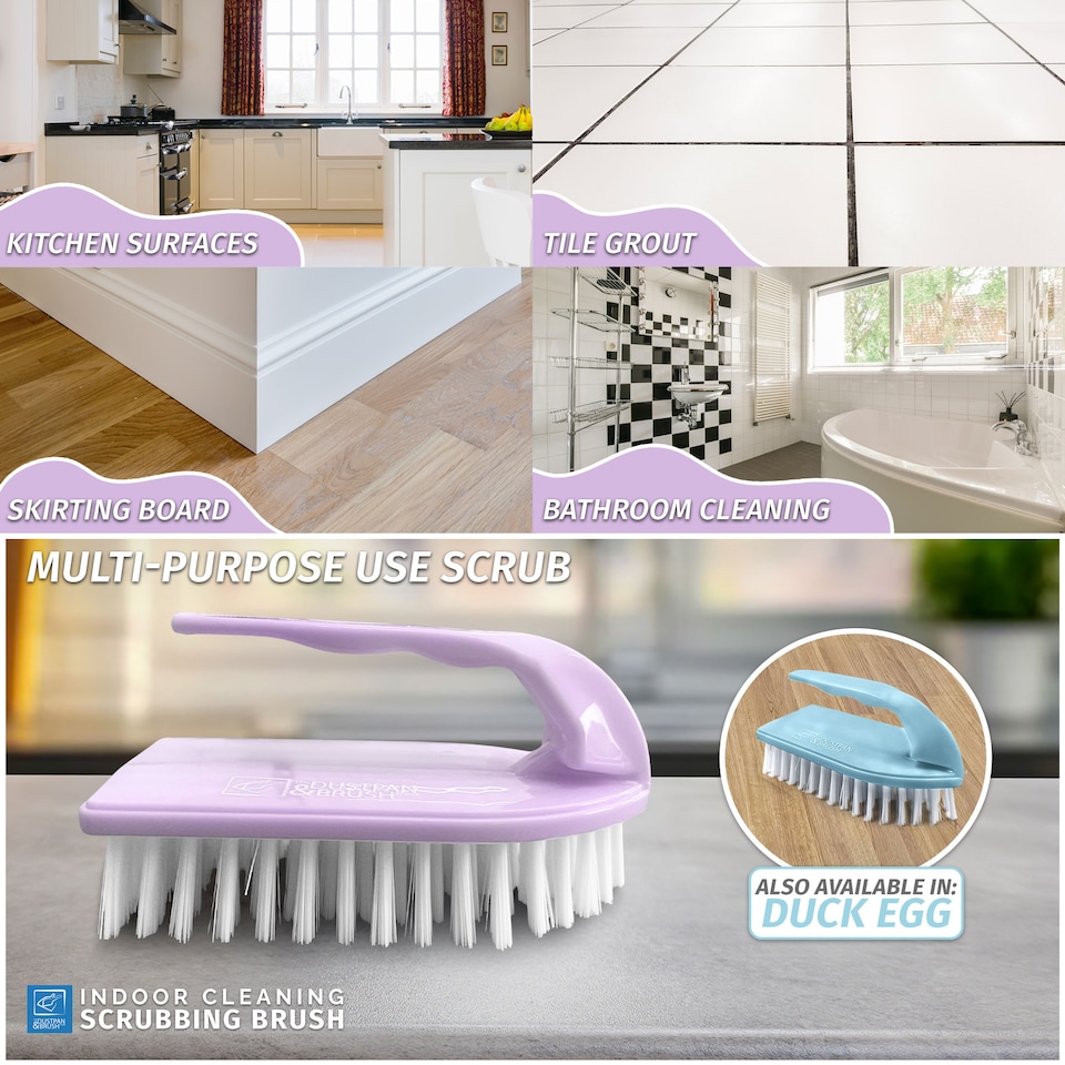 image 1 of Iron Shaped Scrubbing Brush Heavy Duty Stiff Bristle Hand Brush | Multi | Lilac | One Size