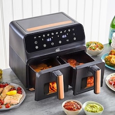 Neo Black Copper Gold Black Dual Twin Zone Double Drawer Electric Air Fryer | Black | Black | 1