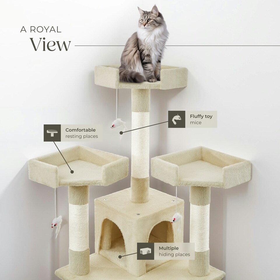 image 1 of Cat Tree Barney - 170 cm, sisal cat scratching posts - Beige