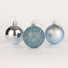 Set of 9 Light Blue 5cm Baubles (PVC)
