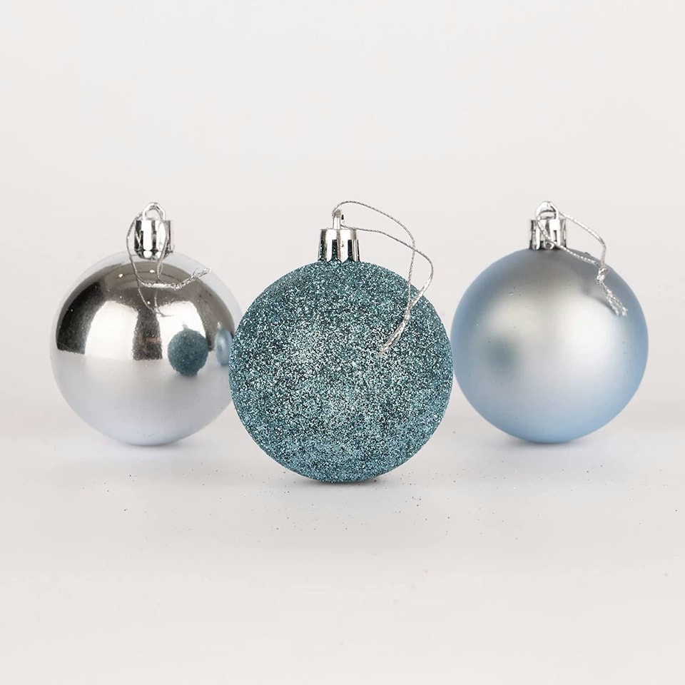 image 1 of Set of 9 Light Blue 5cm Baubles (PVC)