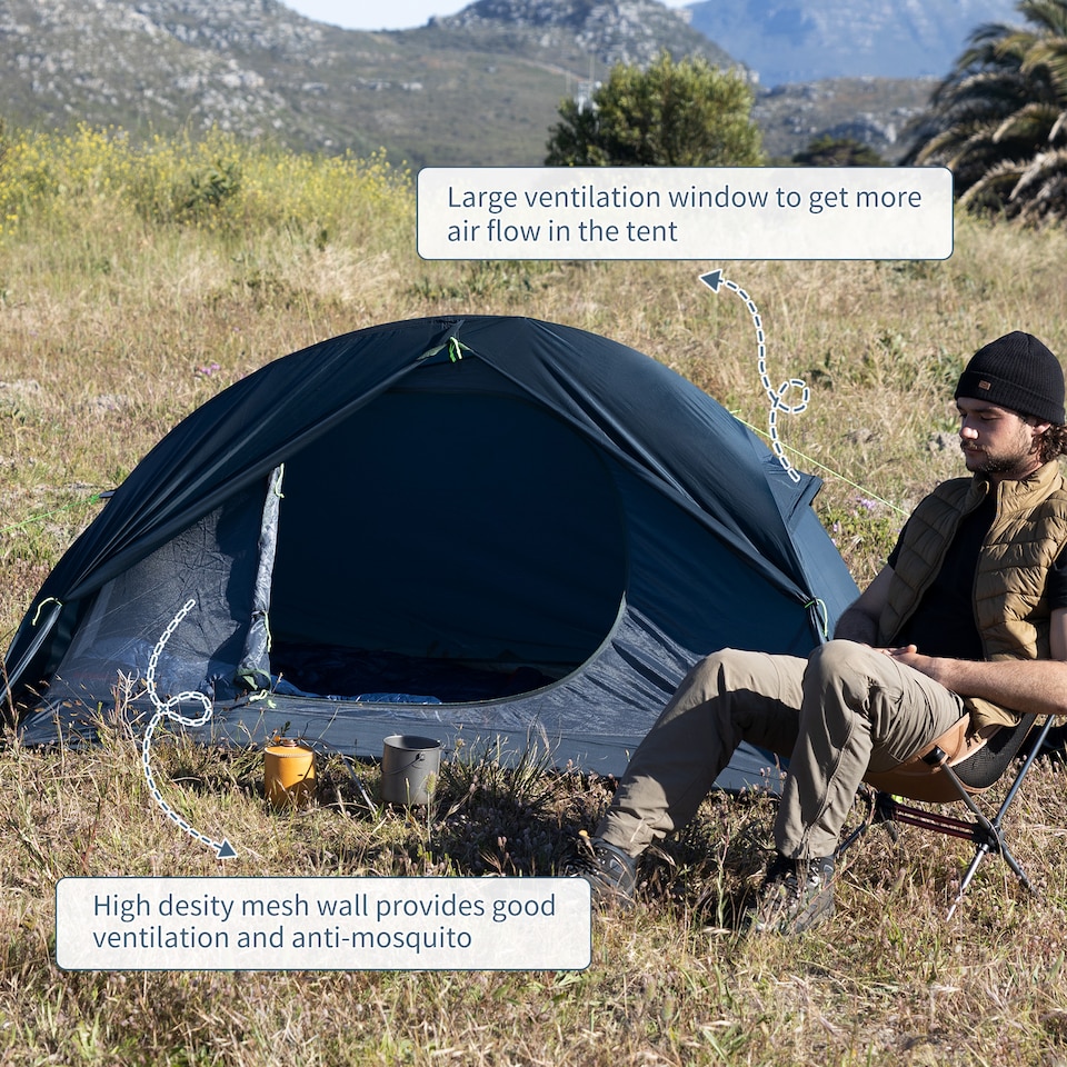 image 1 of Cycling Ultralight 1 Man Tent + Mat | Blue | Navy Blue