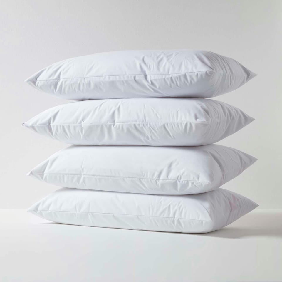 image 1 of Homescapes Waterproof Pillow Protectors - 40 x 80 cm - Pack of 4 | White
