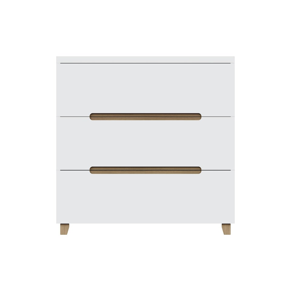 image 1 of FWStyle Veloce 3 Drawer Chest Of Drawers - White Gloss, Quick Click Assembly