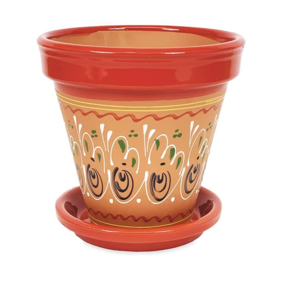 image 1 of Verano Spanish Ceramics Set of 3 Plant Pots & Drainage Plates - 16-29cm Inca Red