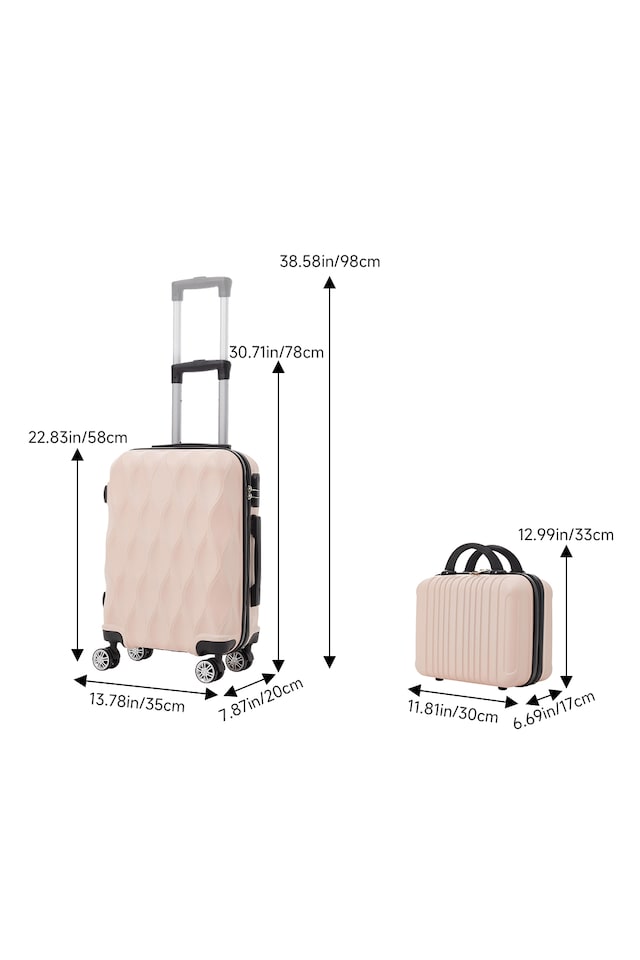 image 1 of Living and Home 2-Piece Hard Shell Suitcase Set - Pink 20" & 14"