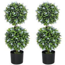 HOMCOM Set of 2 Potted Artificial Plants with Lavender Flowers, Blue