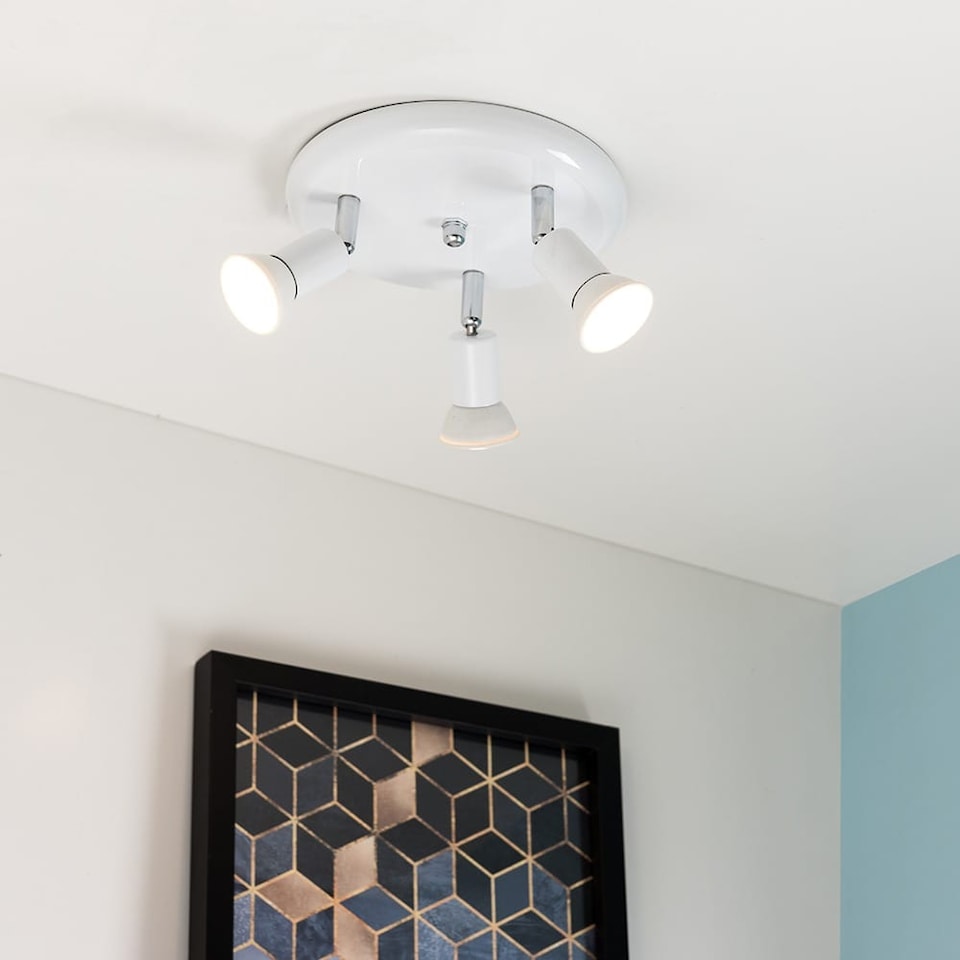 image 1 of ValueLights Round Gloss White Spotlight and Cool White Bulb