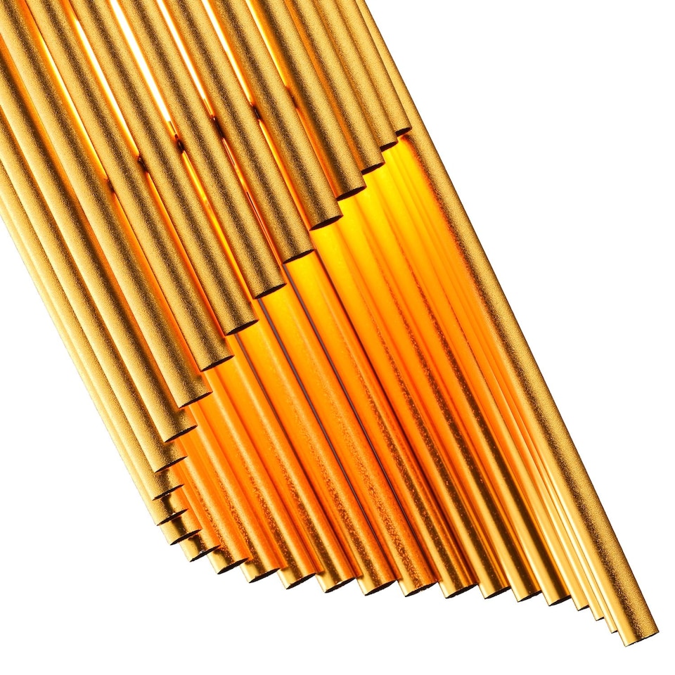 image 1 of Modern Designer Satin Gold Tubular Bells Styled Ceiling Pendant Light Shade | Gold | Gold | 1