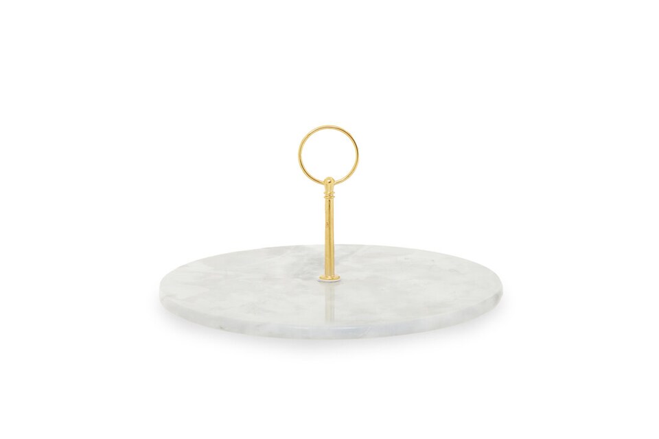 image 1 of Salerno Grey Marble Cake Stand With Gold Handle | Grey