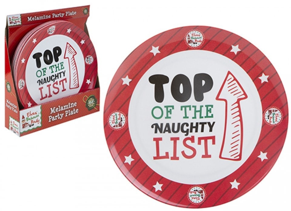 Elf Behavin' Badly 11" Melamine Christmas Party Plate