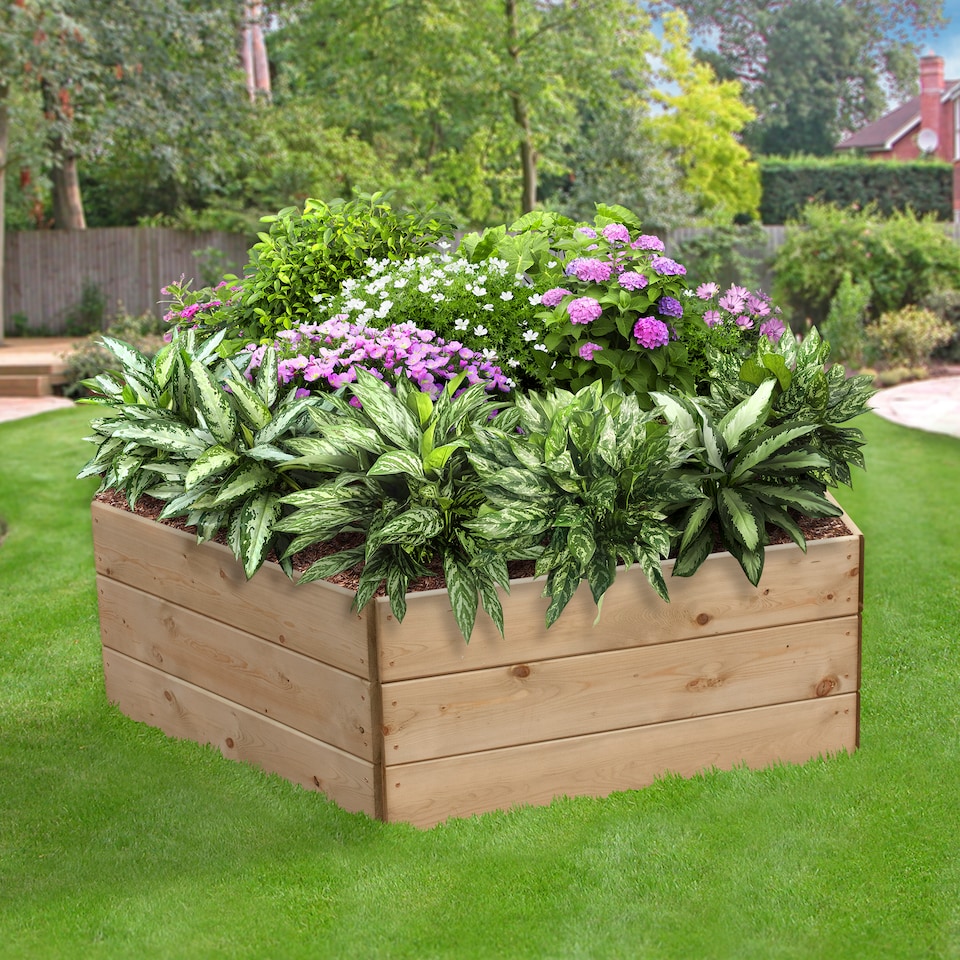 image 1 of Greena Pentagonal Wooden Raised Bed 45 cm High, 90cm each side