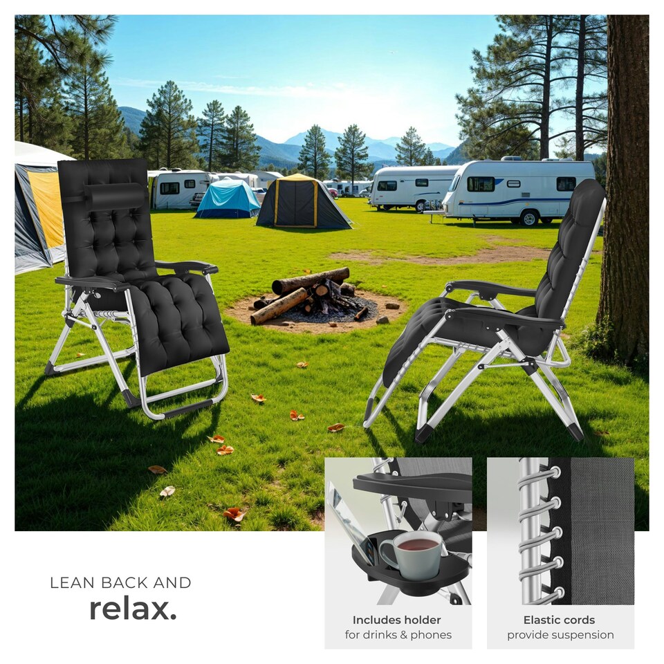 image 1 of Sun Lounger Cloud - folding, adjustable backrest and footrest - Per Piece Black