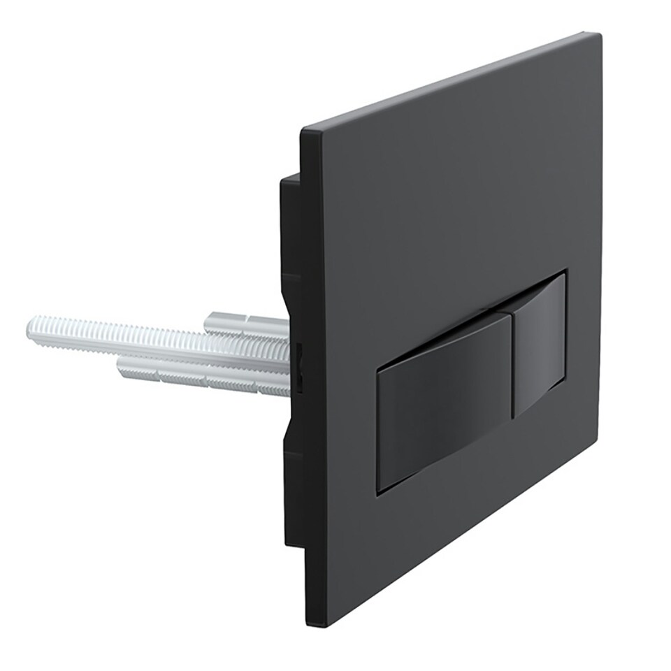 image 1 of SPARES2GO Luxury Concealed Toilet Cistern Flush Plate Kit for Wall Hung Frame (Matt Black, 245mm x 165mm)