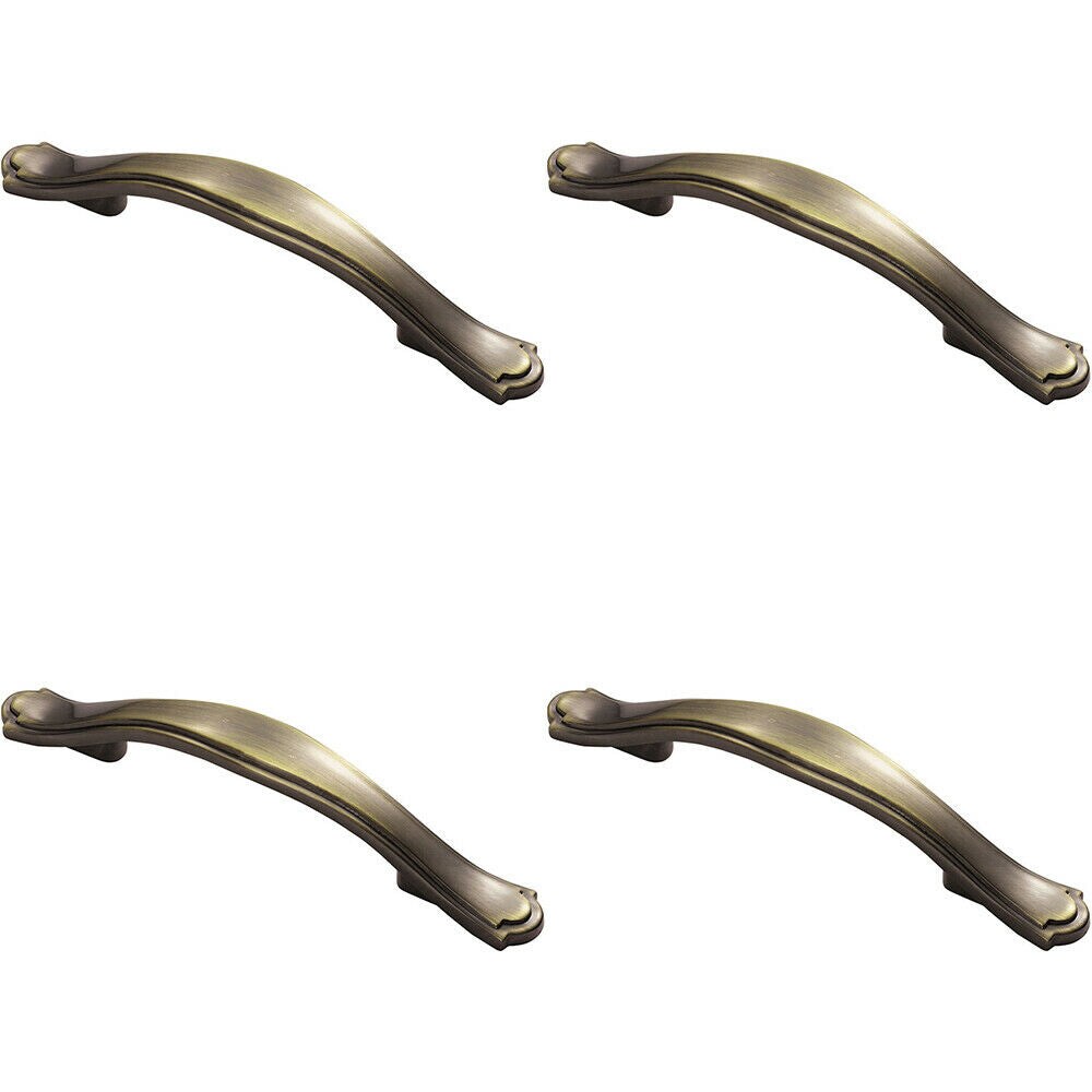 Loops 4x Stepped Edge Cupboard Bow Pull Handle 76mm Fixing Centres Burnished Brass in Metallics