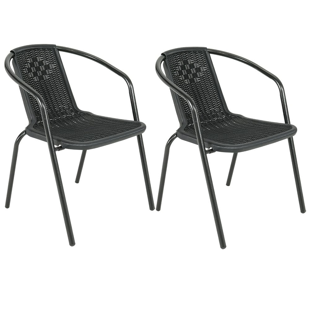 Living and home PE Rattan Stacking Garden Chairs-Set of 2
