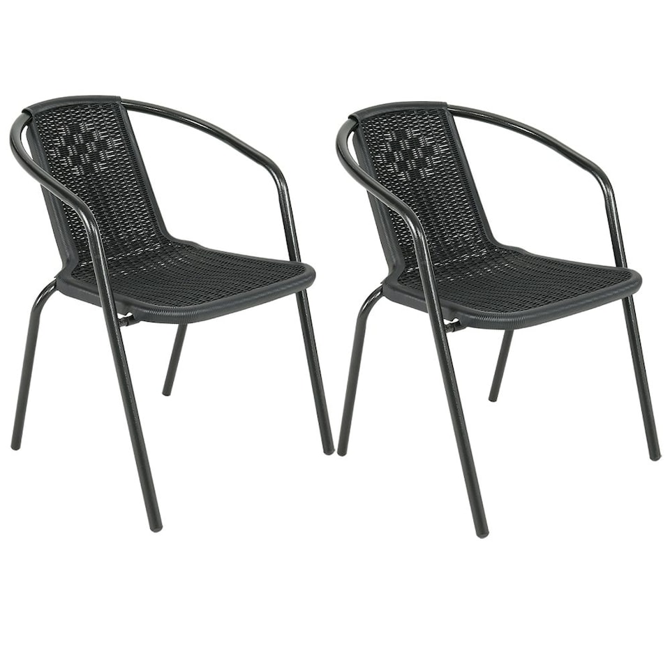 image 1 of Living and home PE Rattan Stacking Garden Chairs-Set of 2