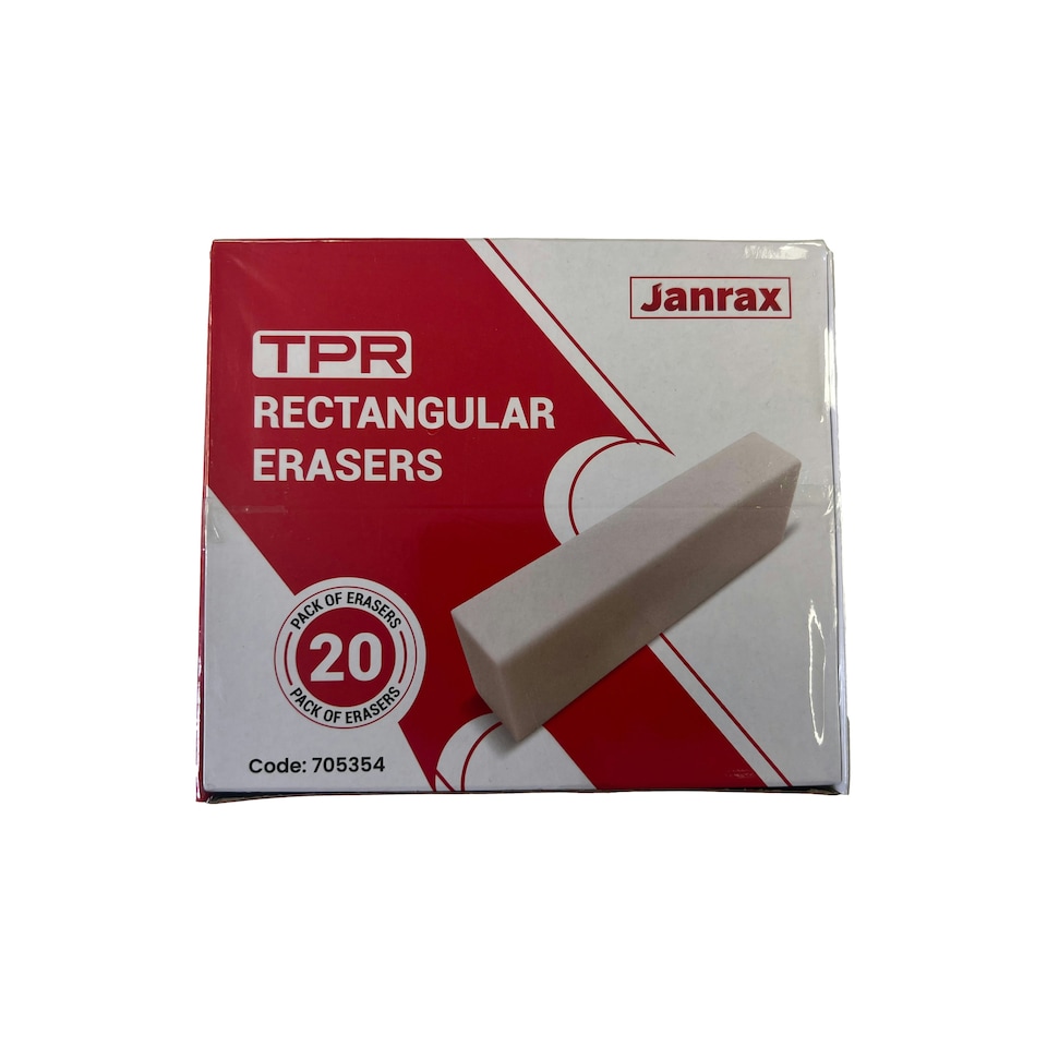 image 1 of Pack of 20 TPR Rectangular Erasers