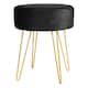 image 1 of Harbour Housewares Velvet Footstool - Round Modern Dressing Table Footstool Vanity Seat Chairs - 40 x 35cm - Black/Gold | Black | Black/Gold | Pack of 1 | 1