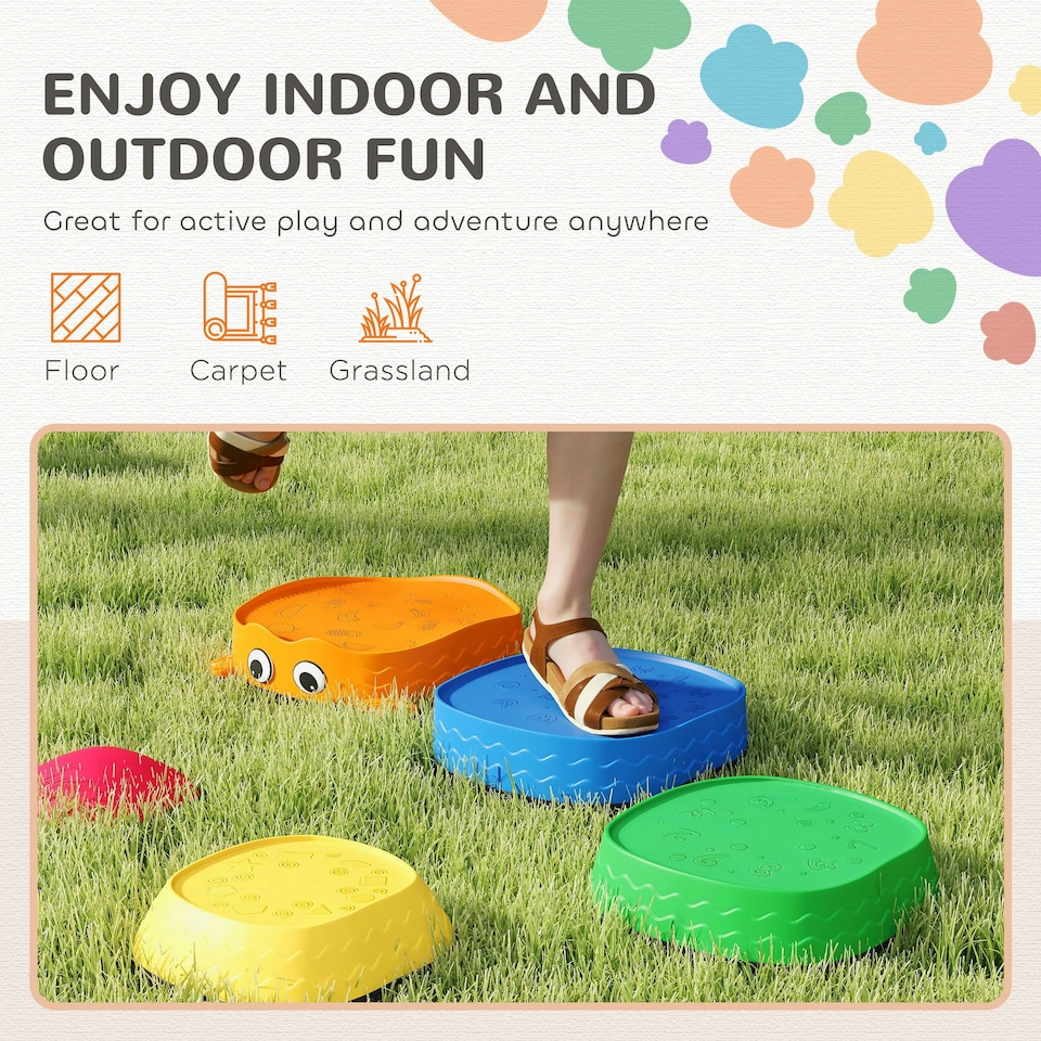 image 1 of AIYAPLAY 5PCS Kids Stepping Stones, Frog-Shaped Balance Stepping Stones | Multi | One Size