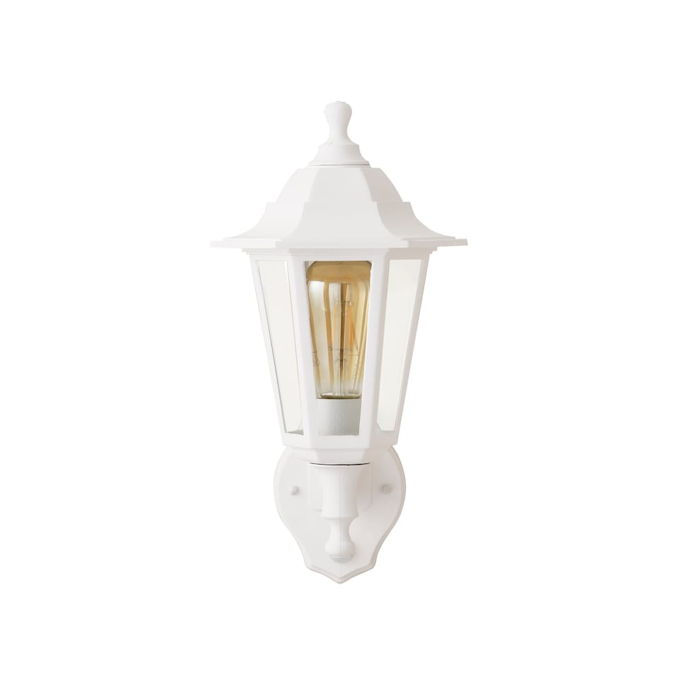 image 1 of ValueLights White Outdoor Garden Wired Security Lantern Wall Light