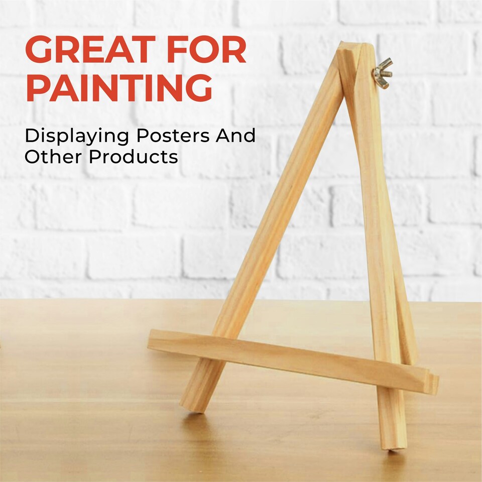 image 1 of 5 Pack 23cm Wooden Display Easel - Poster Canvas Art, Retail Product Wood Stand By JANRAX