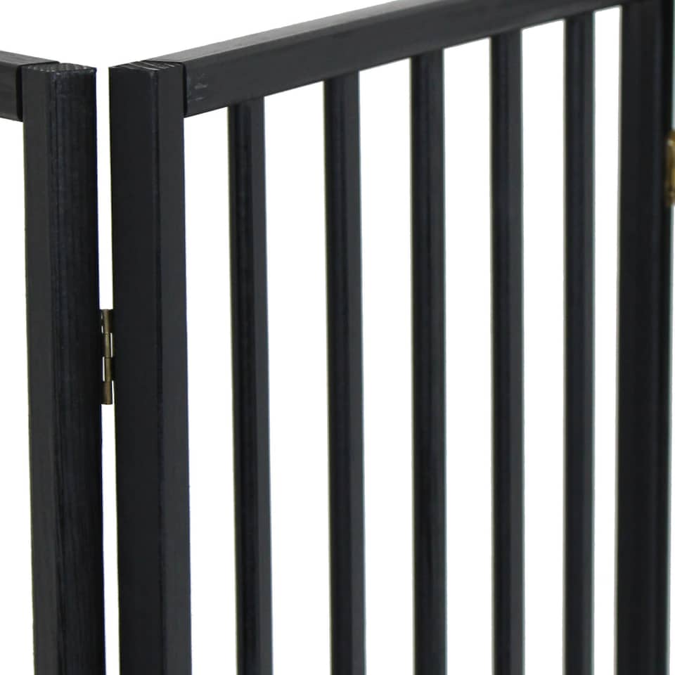 image 1 of Black Dog Safety Folding Wooden Pet Gate Portable Indoor Barrier