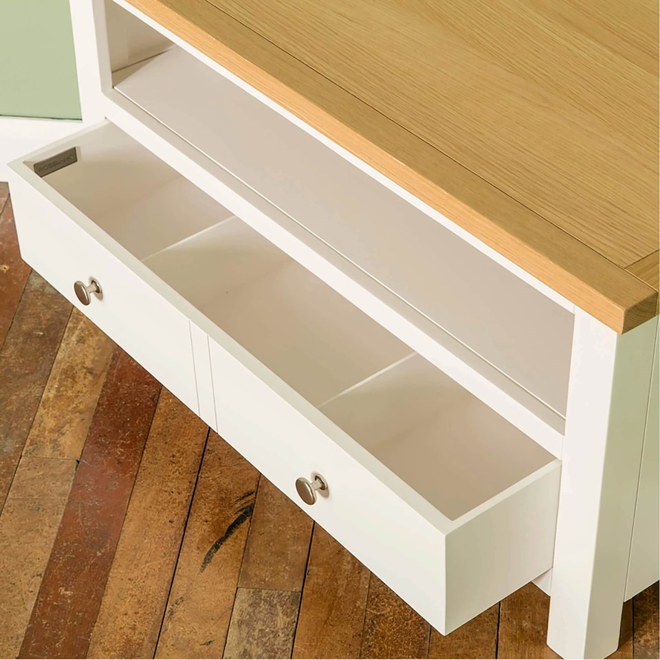image 1 of Farro White 90cm Corner TV Unit - Fully Assembled - By Roseland Furniture