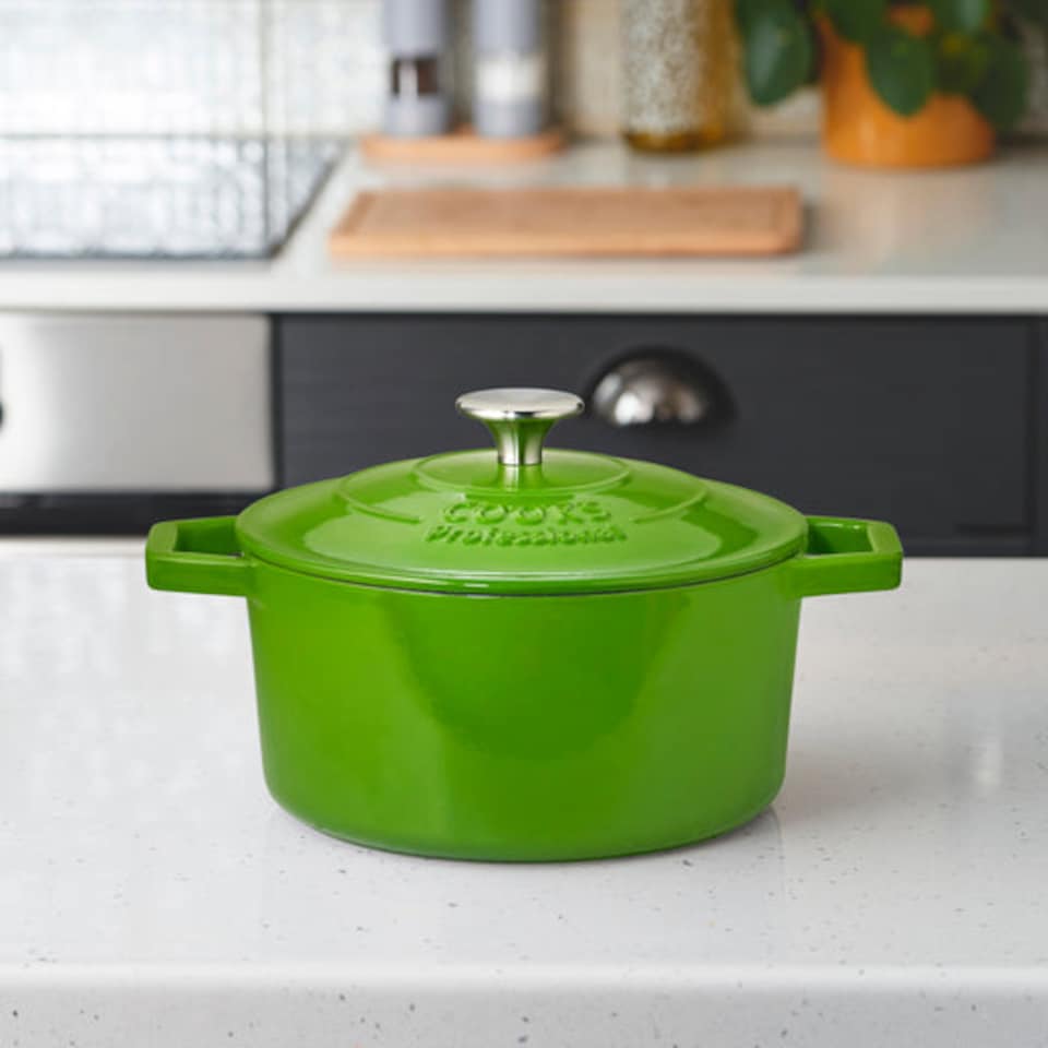 image 1 of Cooks Professional Set of 3 Cast Iron Casserole Dishes 20, 26 & 28cm | Green | Green