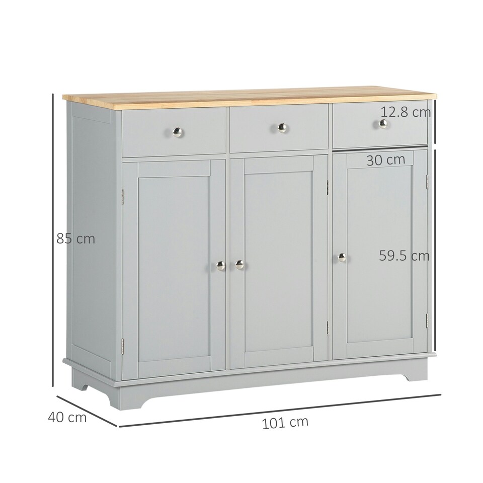 image 1 of HOMCOM Sideboard Buffet Cabinet with Storage Cabinets and Drawers, Grey Grey | Natural Wood