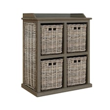 Maya Handmade Kubu Rattan 2 Over 2 Basket Storage Unit Brown