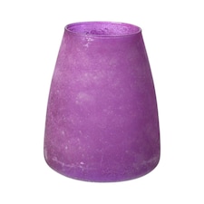 Recycled Cloudy Frosted Glass Flower Vase - Berry - H20 x W17cm