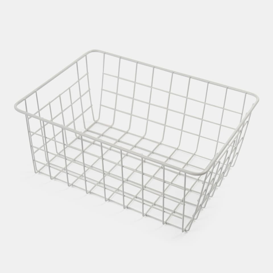 image 1 of OHS Metal Wire Multipurpose Food Pantry Storage Basket Organiser White