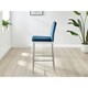 image 3 of Furniturebox 2x Milan Bar Stools Navy Blue Velvet Silver Legs