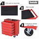 image 4 of DURHAND 5-Drawer Lockable Tool Storage Cabinet with Wheels, Handle, 2 Keys, Steel Home Work DIY Workshop Chest, Garage Equipment Trolley, Red