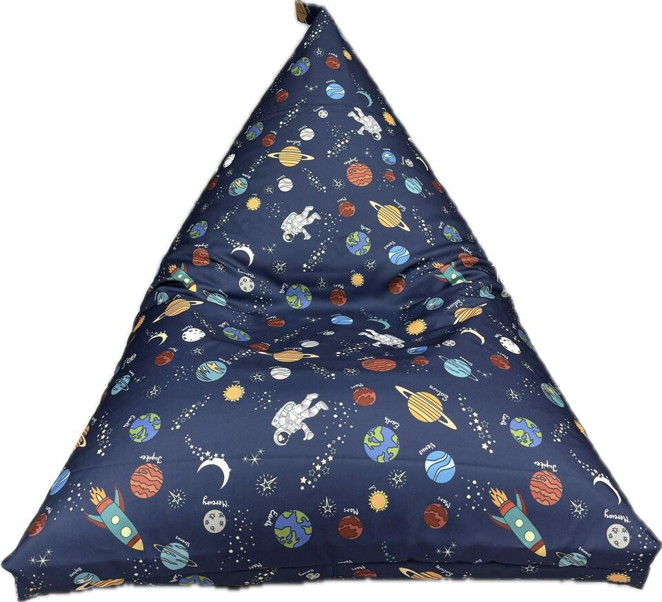 image 1 of Kaikoo Space Print Triangle - Kaikoo space print triangle beanbag with angled back support.
