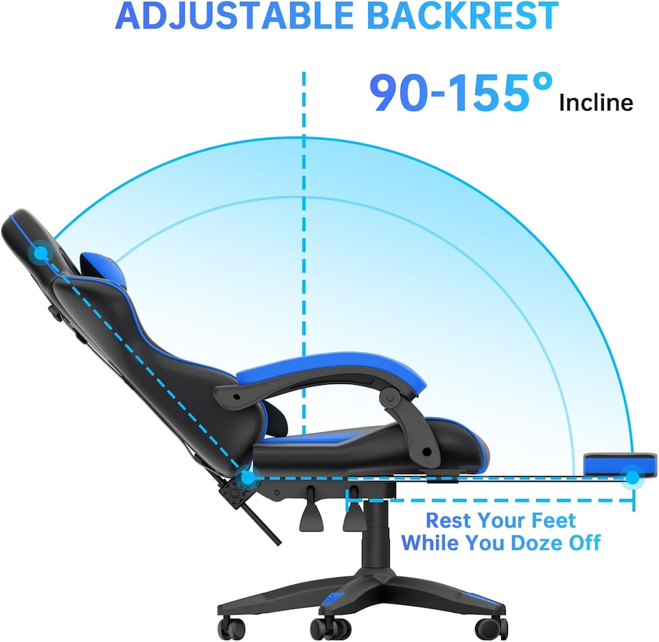 image 1 of Rattantree Ergonomic Gaming Chair with Footrest & Lumbar Cushion
