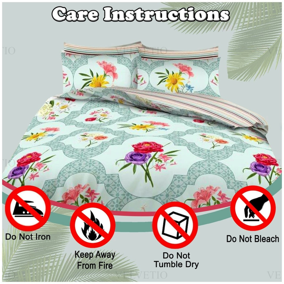image 1 of VELVETIO Carmen Complete Duvet Cover Set with Fitted Sheet Soft Printed Bedding Bedset Multi | Double