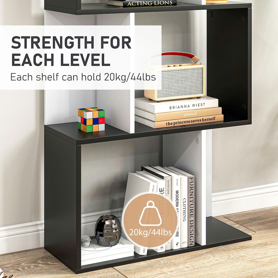 image 1 of HOMCOM 5-tier Bookcase Storage Display Shelving S Shape design Unit